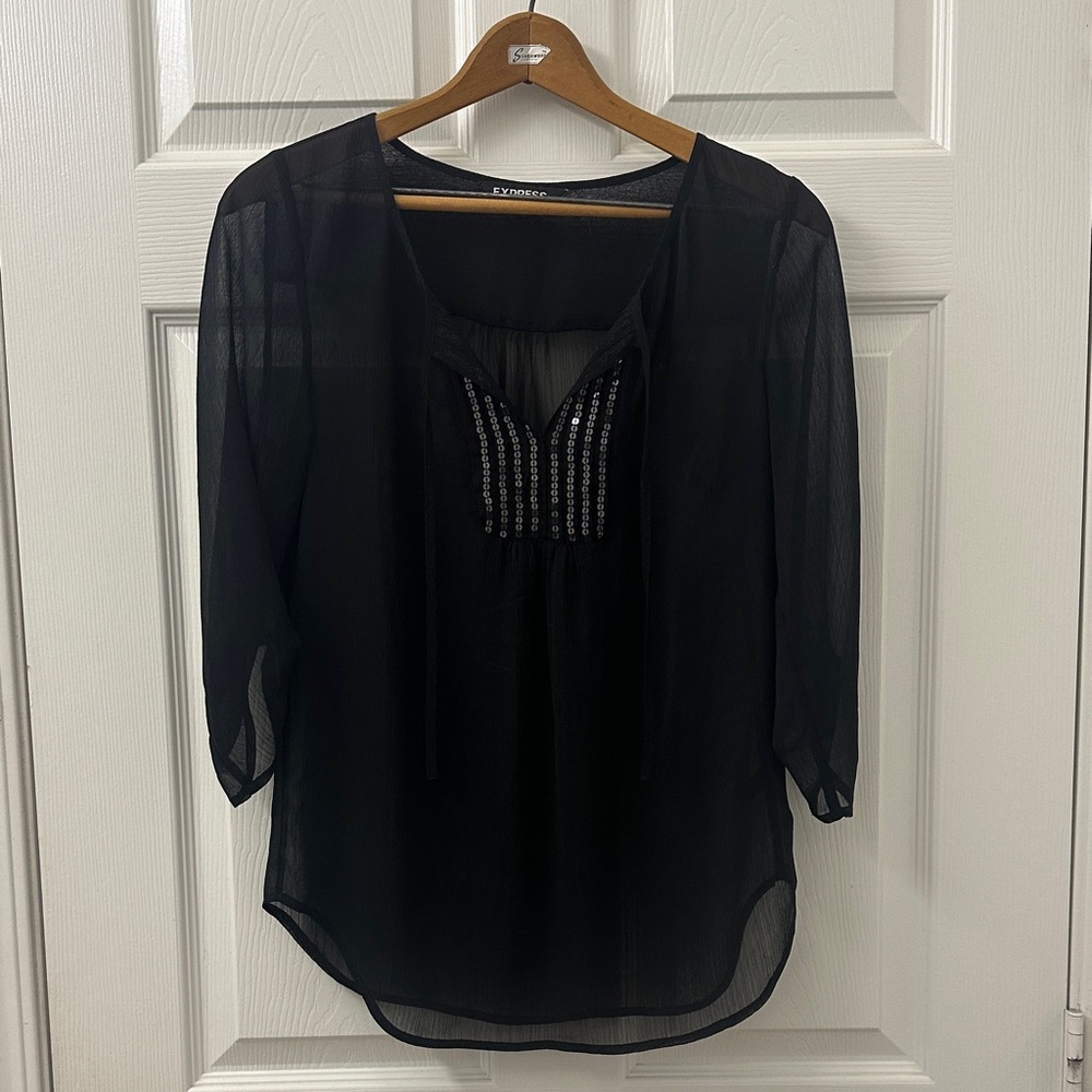 Express Black Sheer Blouse